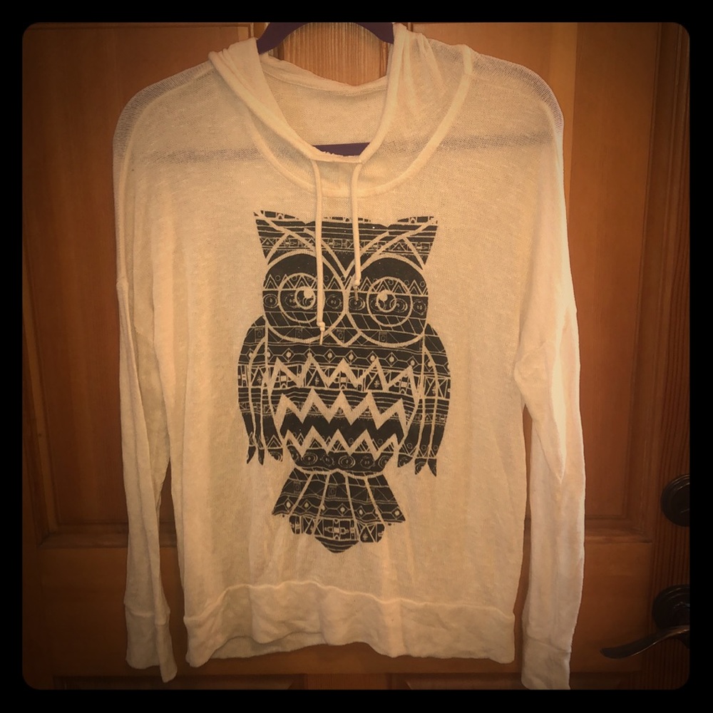 CLOSEOUT! Owl Print, Long sleeve Shirt, Cream